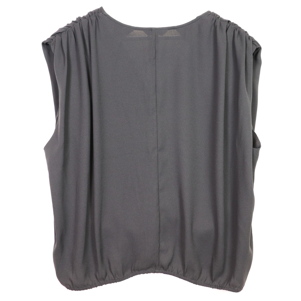 EXPRESS Black Surplice V-Neck Pleated‎ Shoulder Sleeveless Blouse XL - Picture 2 of 6